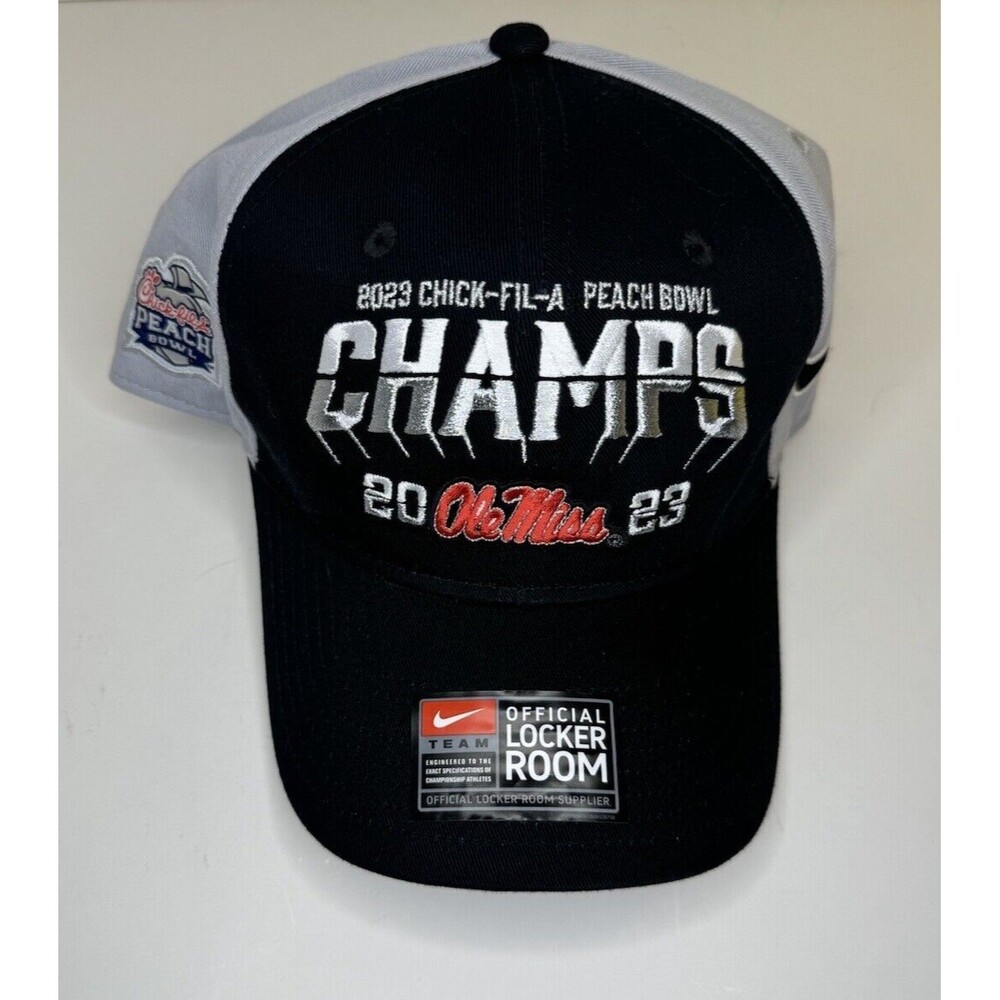 NEW Nike 2023 Peach Bowl Champions Ole Miss Rebels Locker Room Snapback Hat